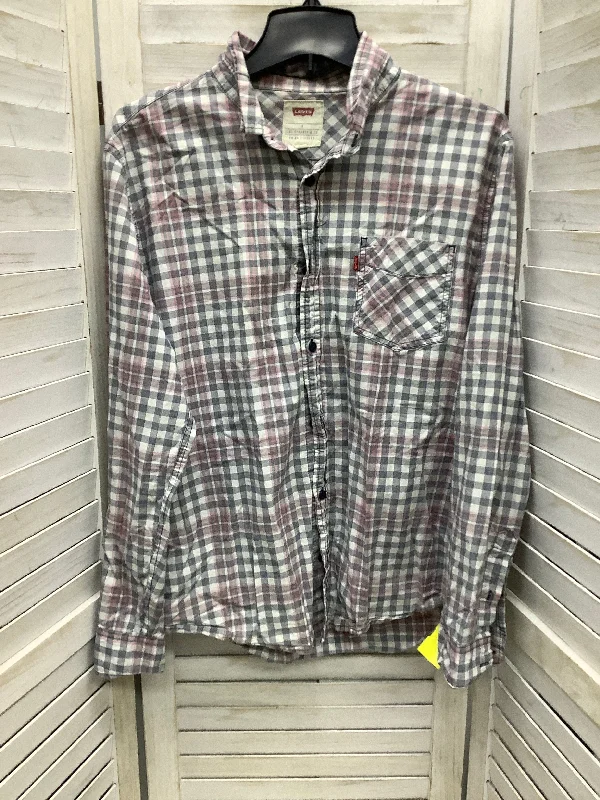 Top Long Sleeve Basic By Levis In Plaid Pattern, Size: L British Gentleman Style