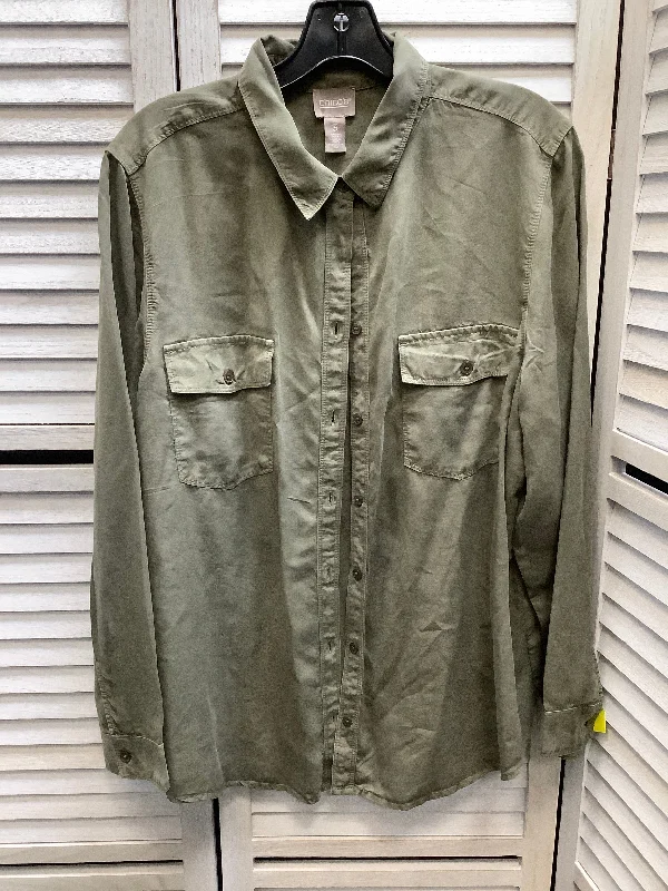 Top Long Sleeve By Chicos In Green, Size: Xl Sophisticated Men's French