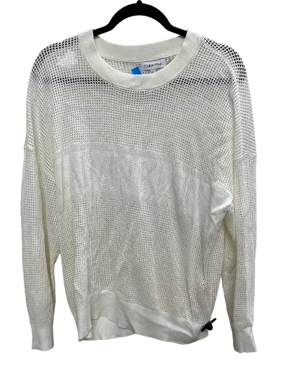 Top Long Sleeve Basic By Calvin Klein In White, Size: Xl Vacation