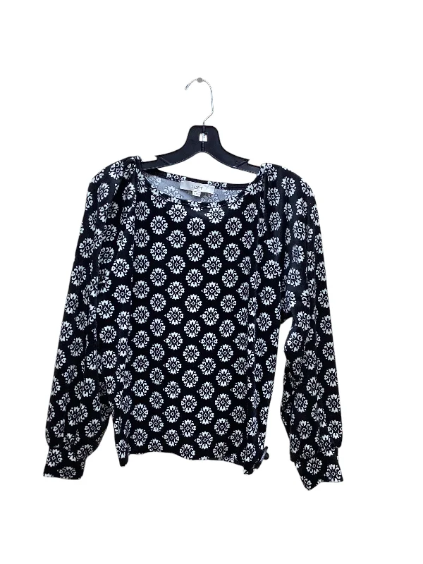 Top Long Sleeve By Loft In Black & White, Size: S Casual Men's Loose