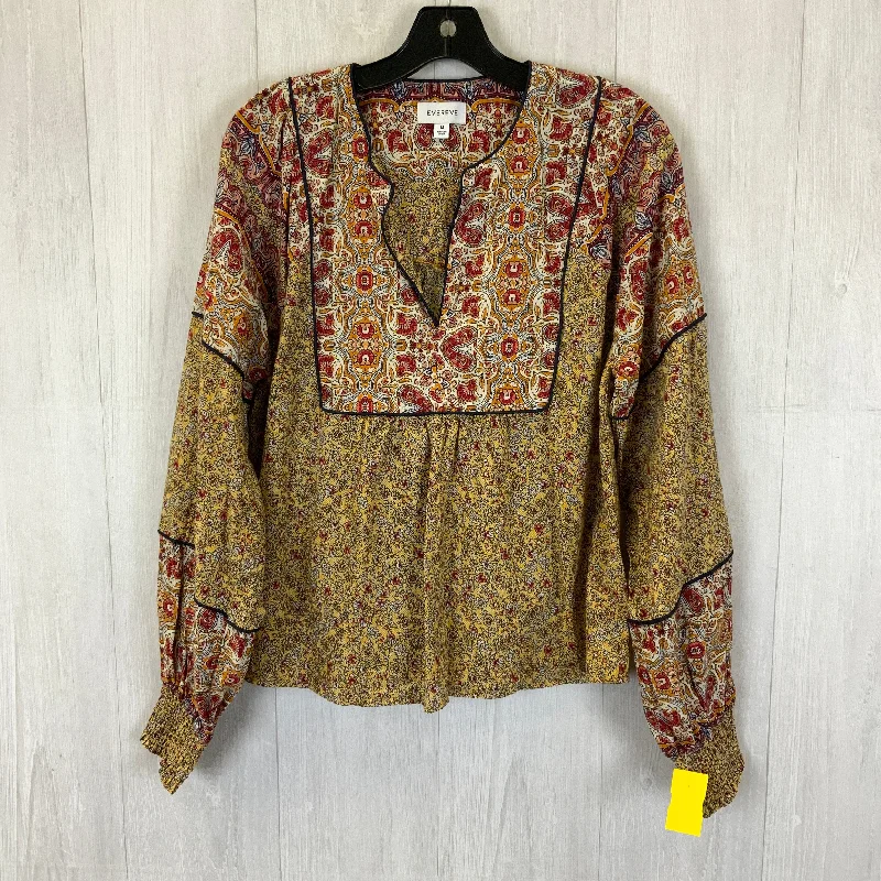 Top Long Sleeve By Evereve In Yellow, Size: M Practical Men's Multi