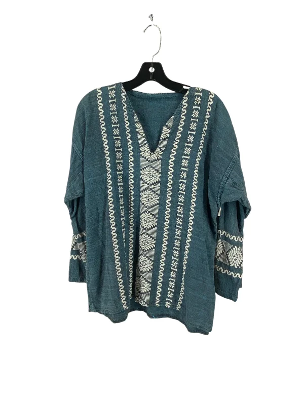 Top Long Sleeve By Clothes Mentor In Teal, Size: M Edgy Men's Punk