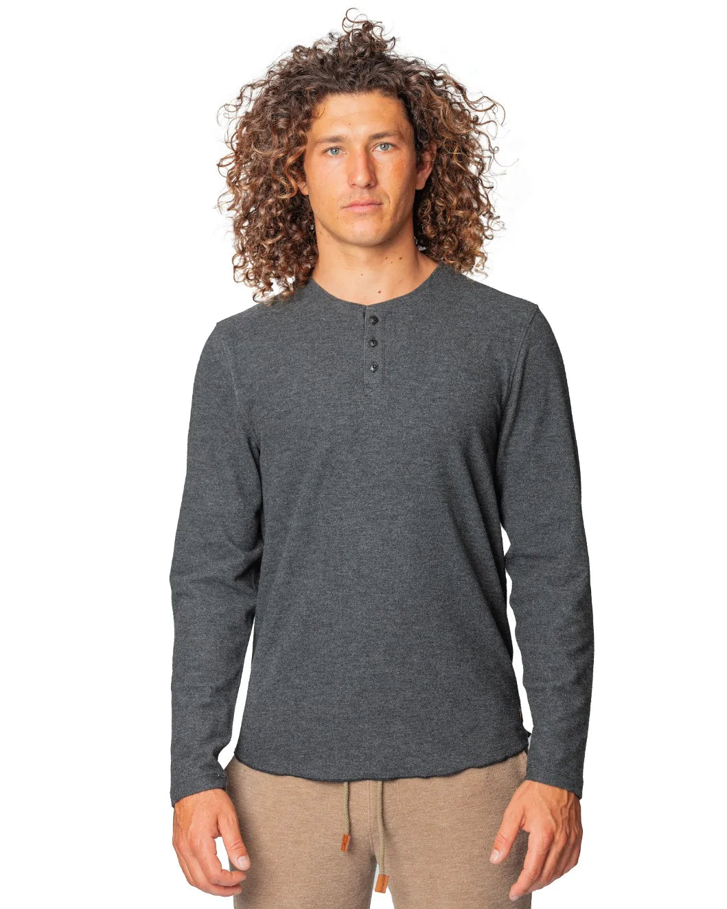 ANDY SOFT TOUCH HENLEY - PHANTOM BLACK Refined Men's European