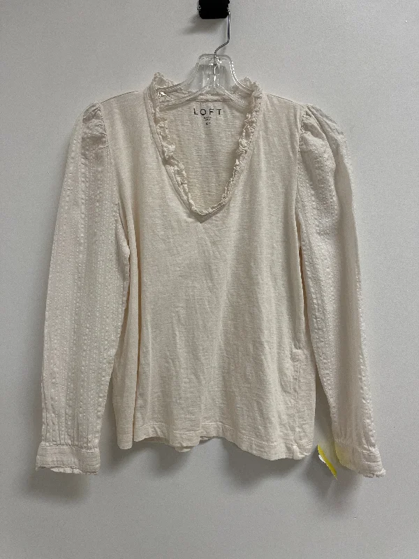 Top Long Sleeve By Loft In Cream, Size: S Gym