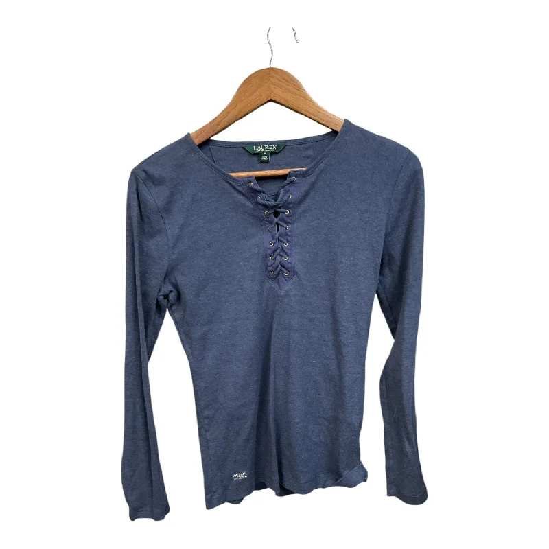 Top Long Sleeve By Lauren By Ralph Lauren In Blue, Size: M Masculine Men's Thick