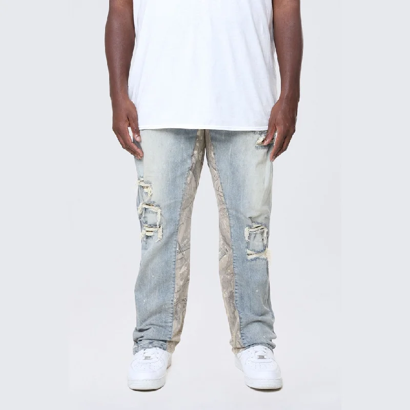 Big and Tall - Long Tapestry Insert Jeans - Vanilla Blue Cool Men's Distressed