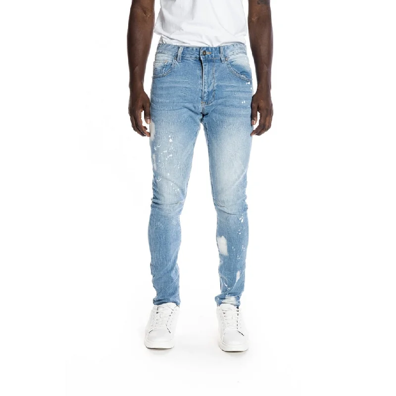 Bleached Detail Semi Basic Jeans - Ocean Blue Dynamic Men's High