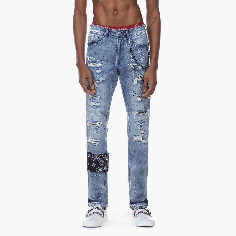 Bleunoir Bandana Jeans with Metal Chains - Cerulean Blue Gym