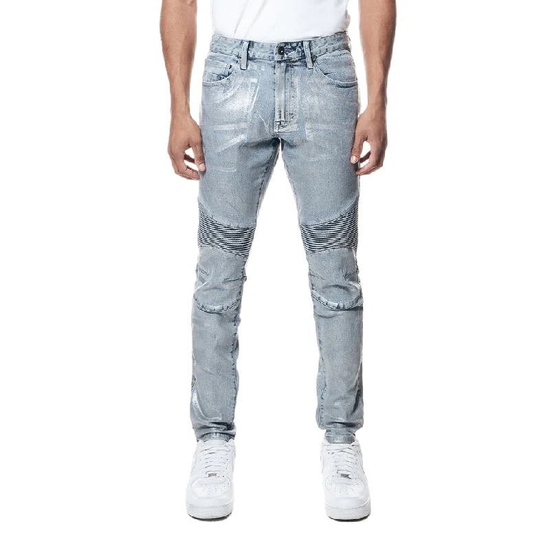 Iridescent Moto Jeans - Iridescent Blue Unique Men's Patch