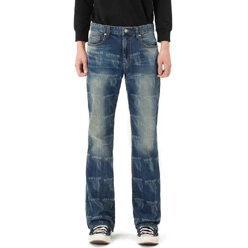 Laser Printed Denim Pants - Laser Blue Cozy Men's Winter