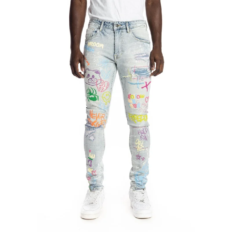 Multi Color Fashion Jeans Modern Men's 