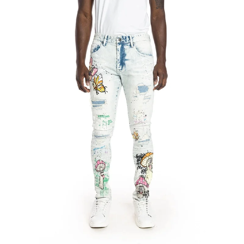 Mushroom  Fashion Jeans - Plaster Blue Trendy Men's Scandinavian