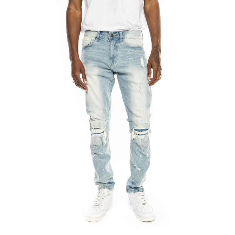 Rip & Repair Jeans - Harper Blue Youthful Men's Anime