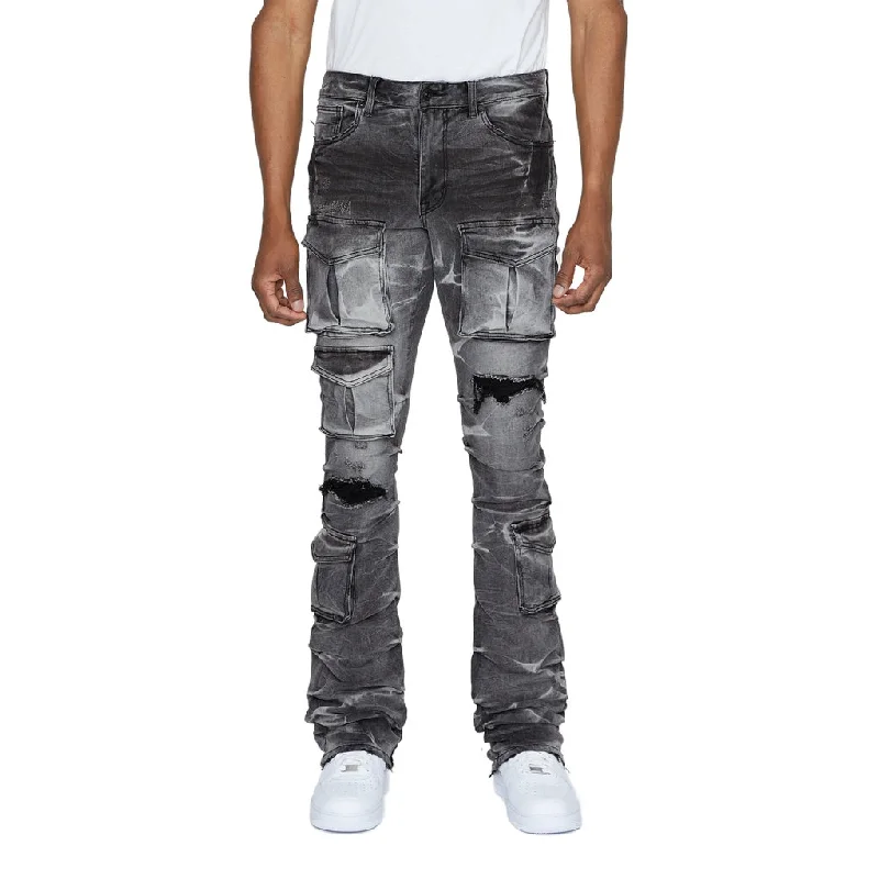 Stacked Utility Denim Jeans - Pluto Grey Dynamic Men's High